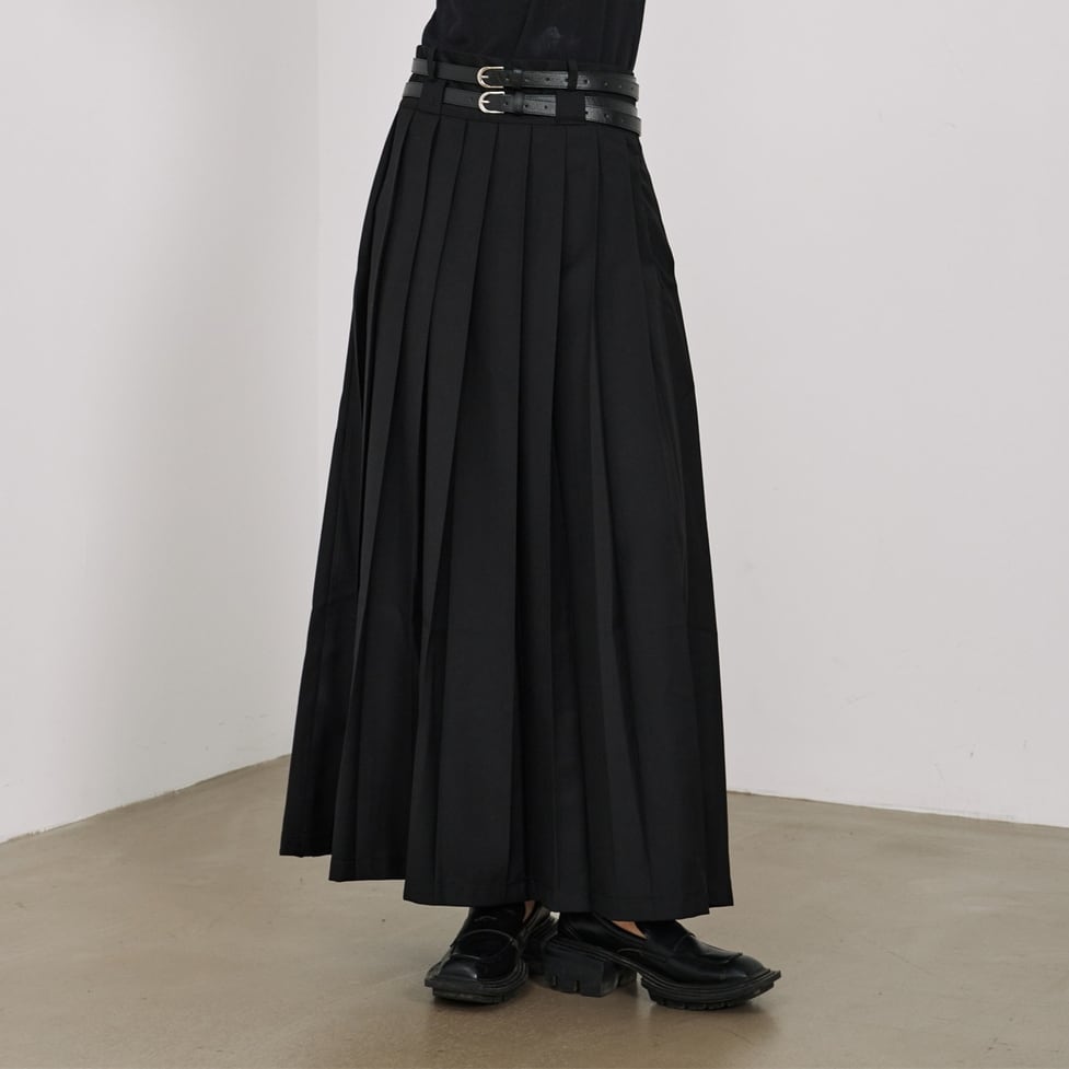 pleats long flare skirt / l0934