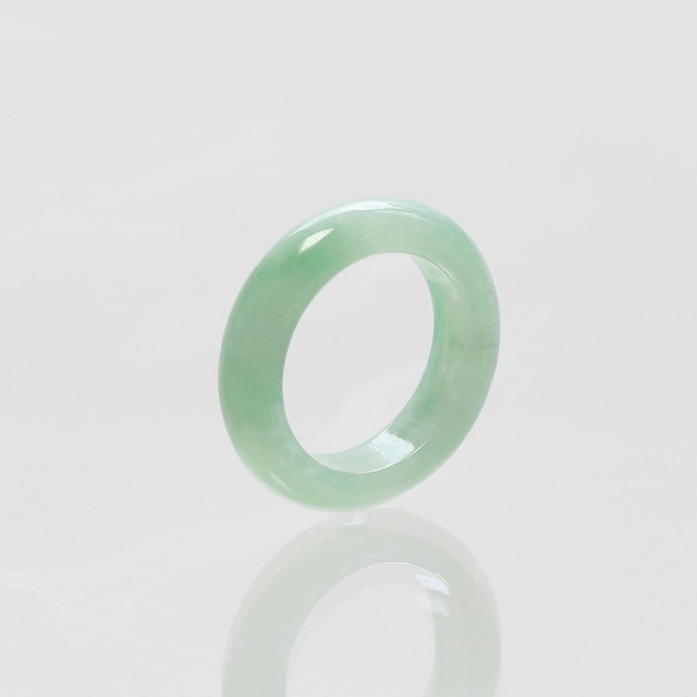 【14号】 clear green 翡翠くり抜き甲丸リング A貨翡翠 jd_rg2646