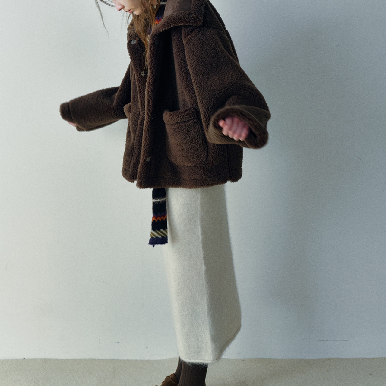 High Neck Boa Jacket T4110