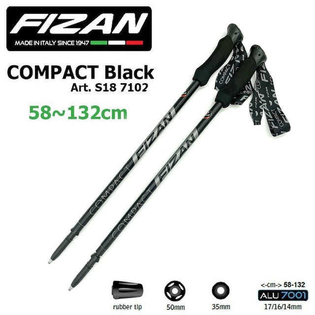 【2021年モデル】 FIZAN フィザン トレッキングポール アジャスタブル 可変4段 51-125cm COMPACT4 2本セット FZ-7105 世界最軽量169g アルミニウム fz-7105