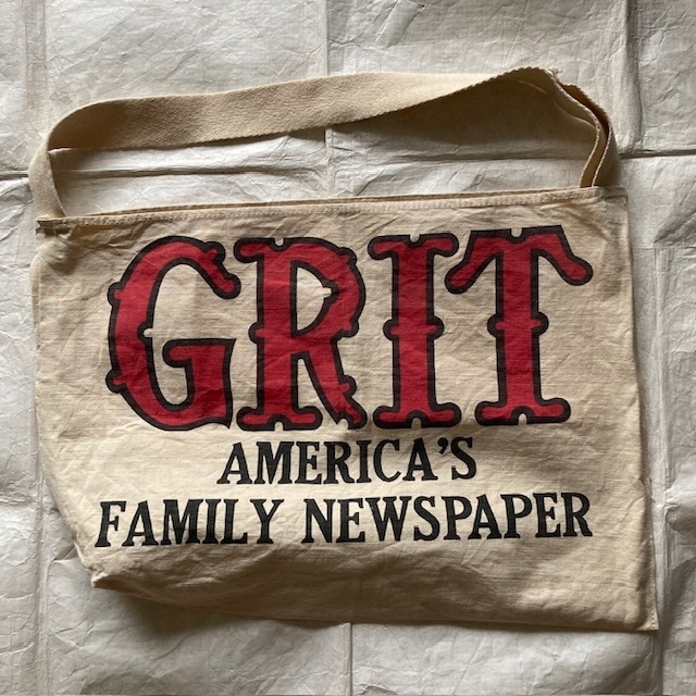 GRIT グリット ニュースペーパーデリバリーバッグ 40s〜50s ペーパーボーイバッグ 染み込みプリント ヴィンテージ 画像2