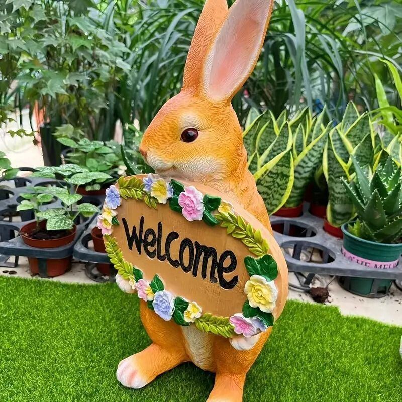ウェルカムボード かわいい うさぎ ウサギ 庭飾り 置物 ガーデン
