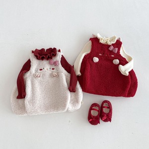 【BABY&KID】ネコ柄もこもこワンピース