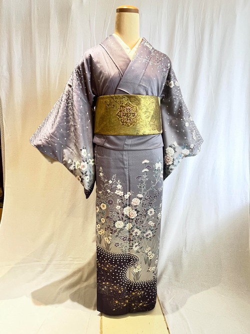 2207 絞りと金箔 訪問着 袷単品 Houmongi (lined kimono)