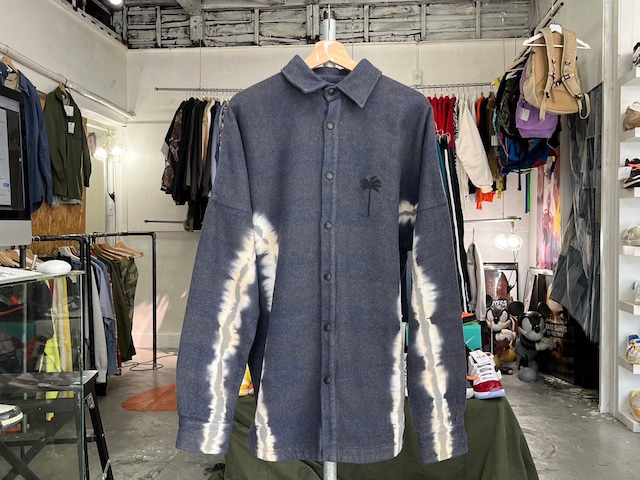 PALM ANGELS BLEACHED LINE OVERSIZED FLANNEL CHECK SHIRT DUSTY NAVY MEDIUM PMGA024E20FAB001 16998