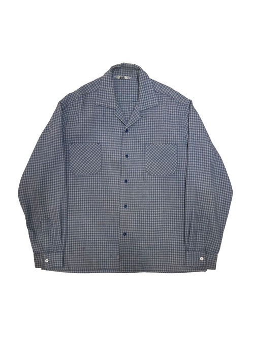 1950s-1960s Vintage Check Rayon Gabardine Shirt