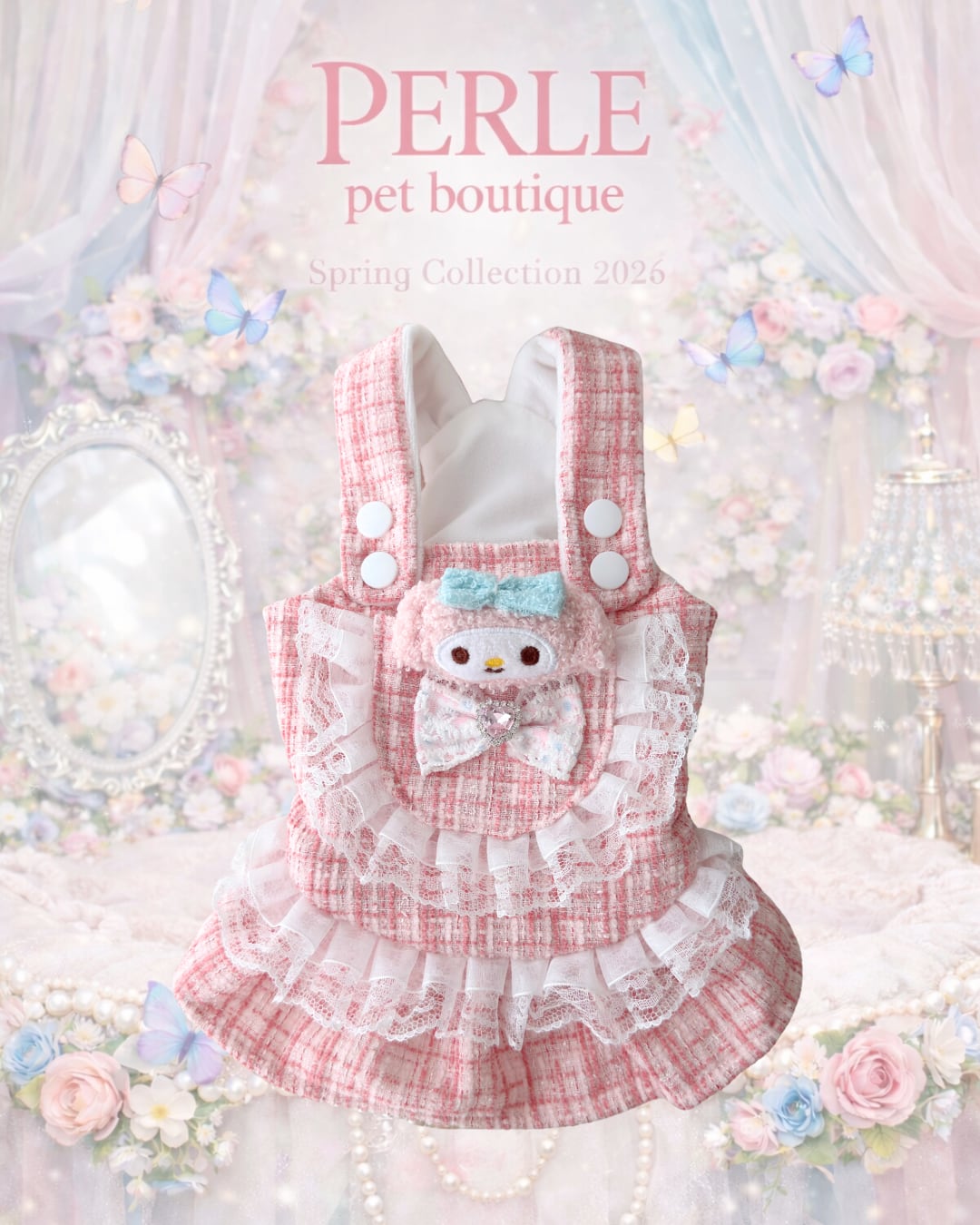 La Princesse Pink Tweed pet dress