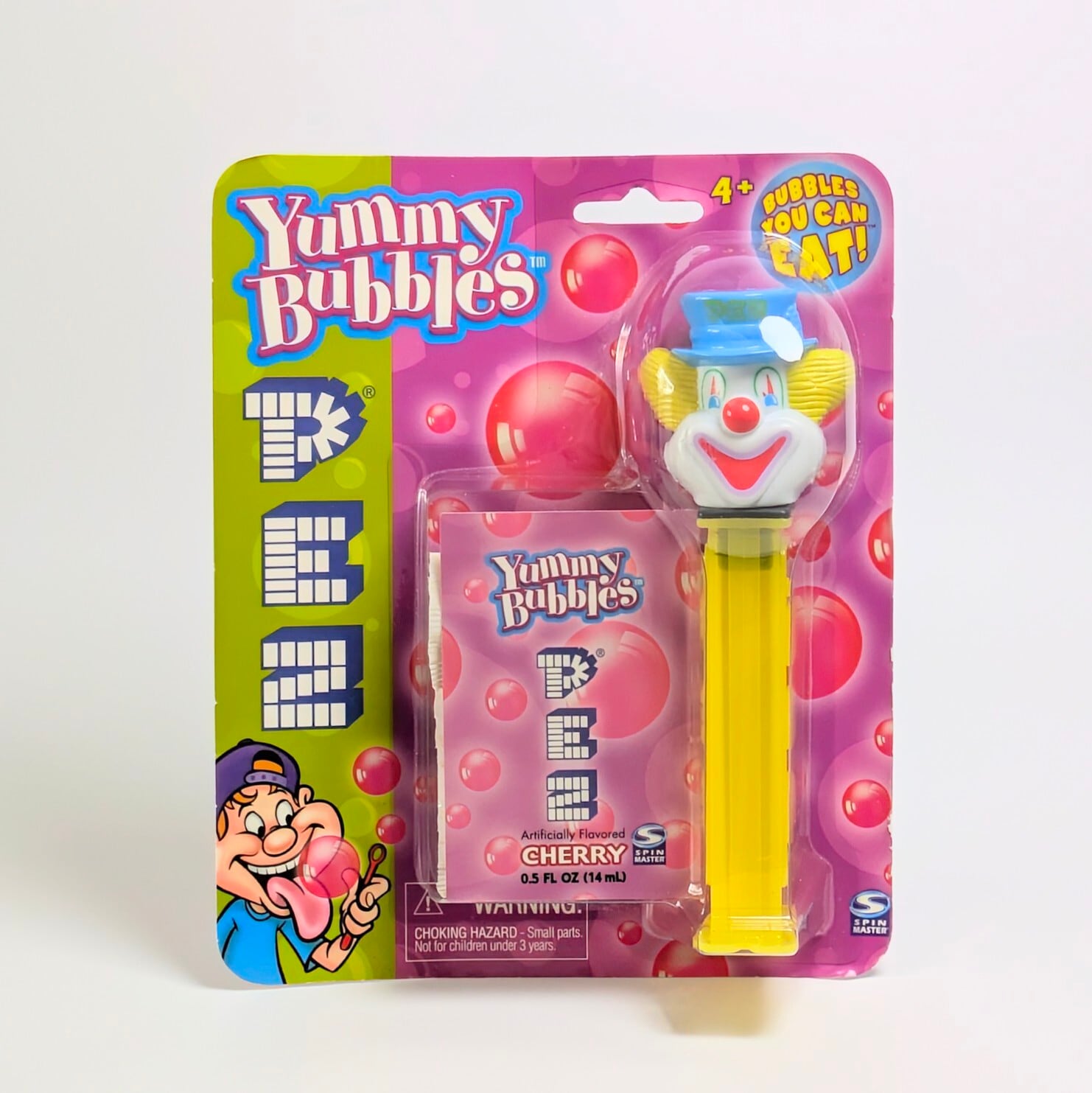 ☆ VINTAGE2002-2003 ☆【 PEZ 】 『 Yummy Bubbles ( ヤミー・バブルズ )  / ピーター・ペッツ  』PEZ / ペッツ  / クリアイエローステム / ピエロ  〚アメリカン雑貨 アメトイ〛
