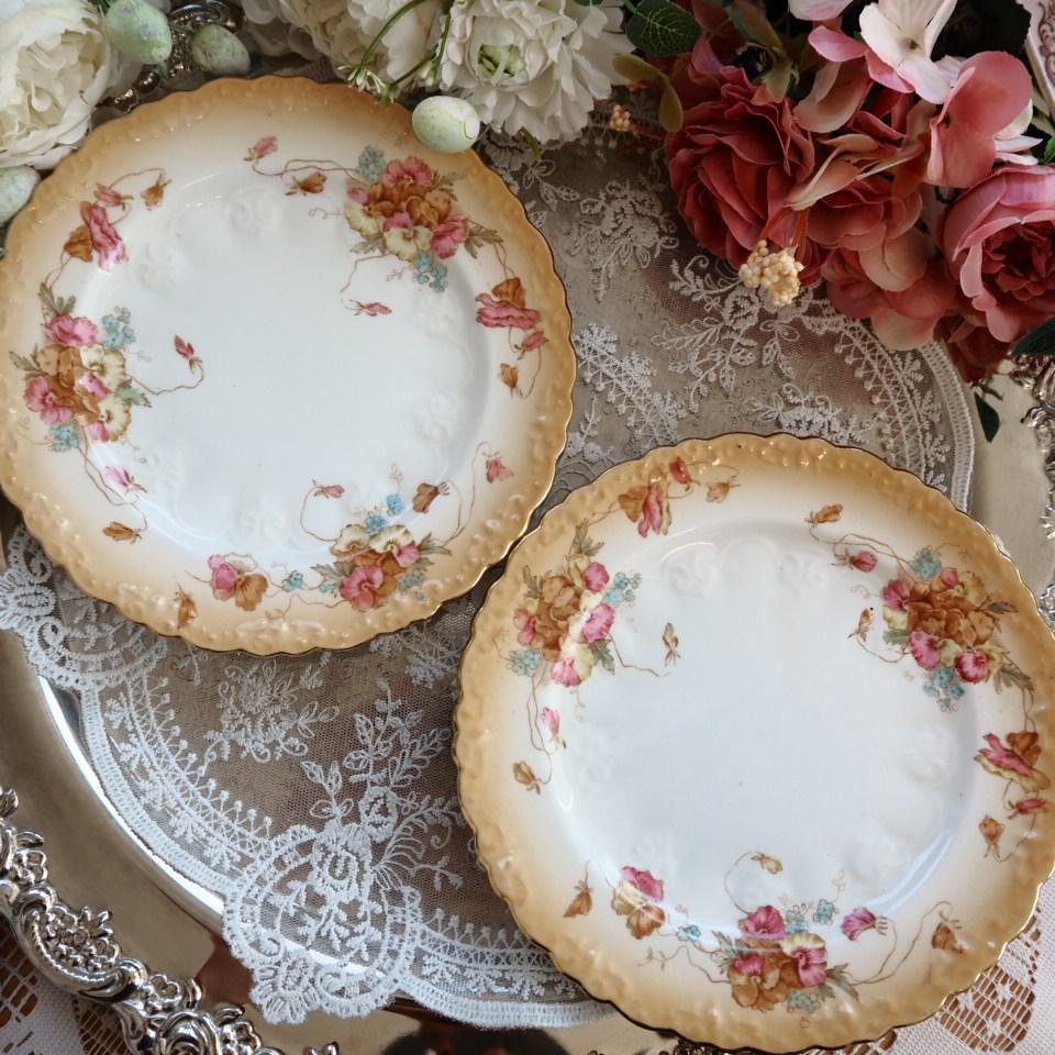 エインズレイトリオカップケーキ皿プレート薔薇アンティーク イギリス