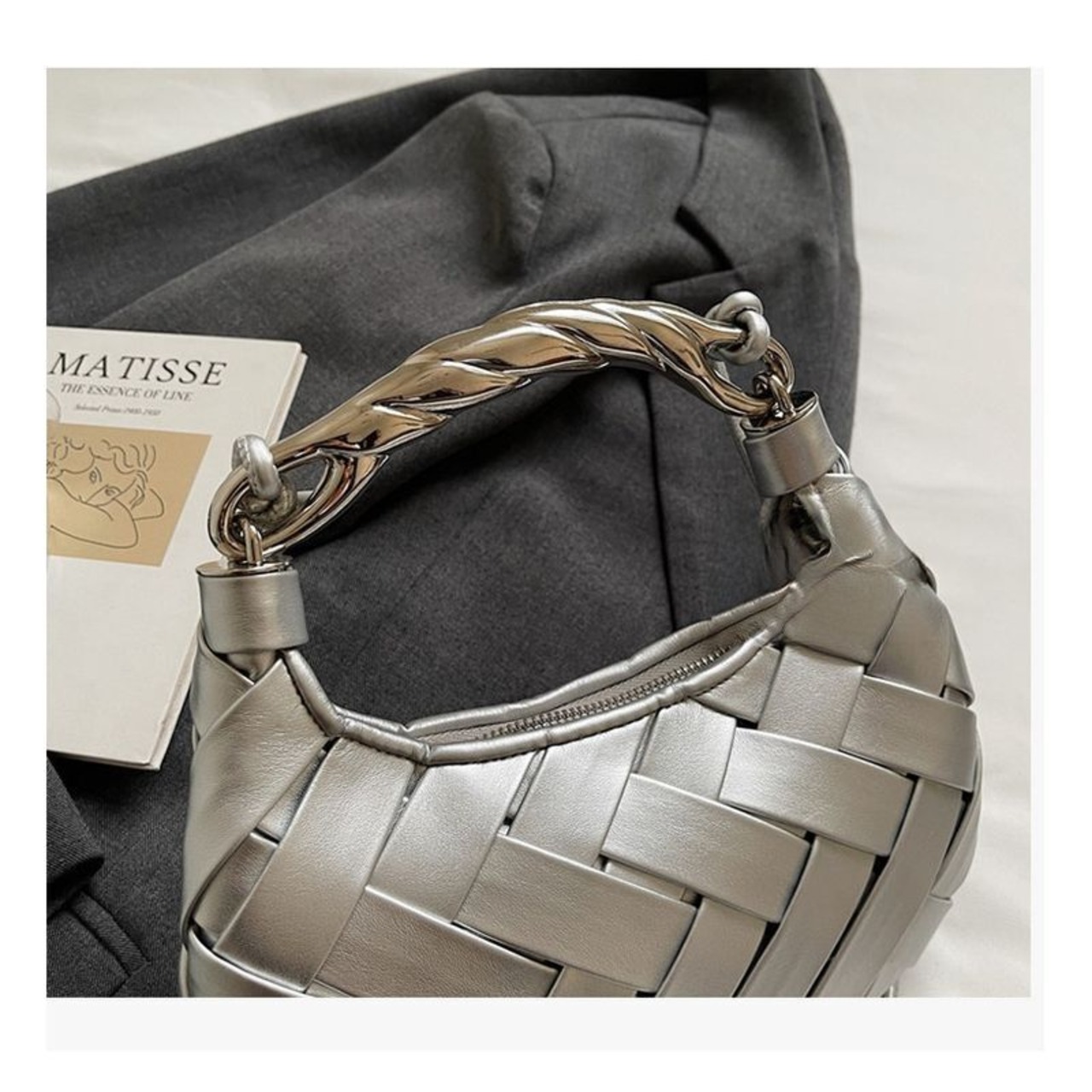 編み込み ハーフムーン ハンドバッグ  90003