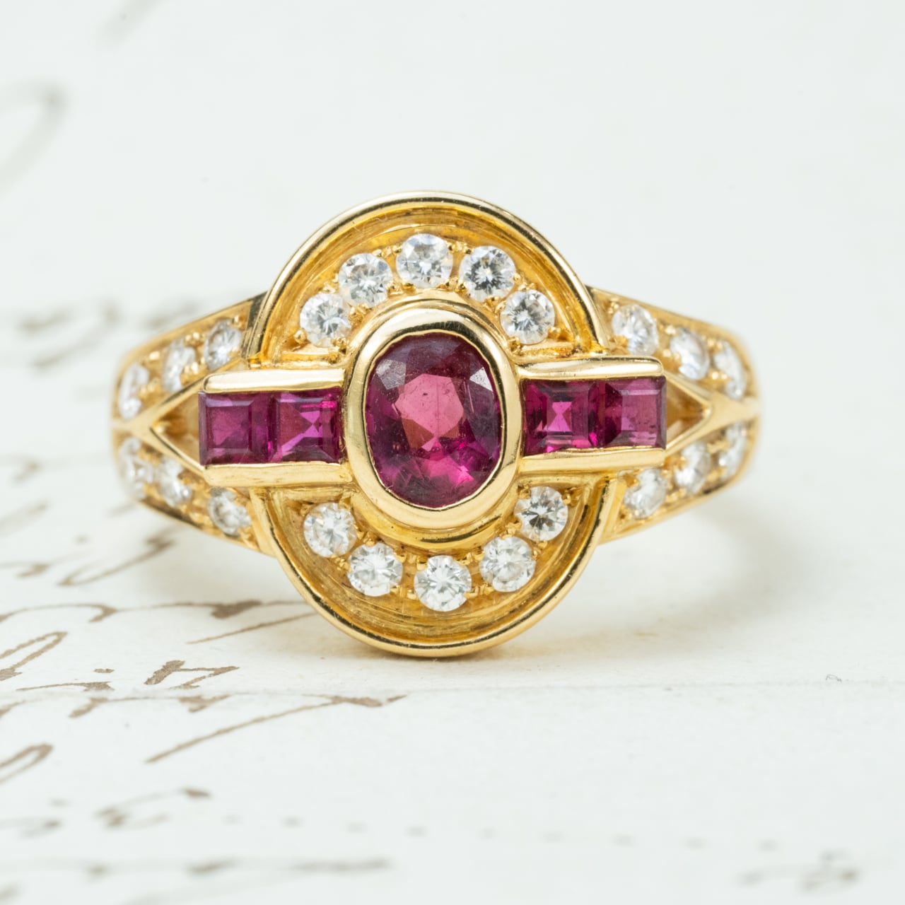 日本の作品】レトロ ヴィンテージ ジュエリー K18 ルビー ダイヤモンド
