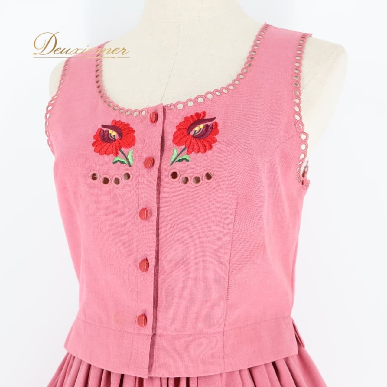 フォークダンス 衣装上下セット ピンク系 AURORA ベスト スカート 刺繍 花 花柄 カラフル 赤 青 緑 黄 淡い かわいい チロリアン チロルスカート カントリー トップス ダンス衣装 イベント レッスン レッド系 ブルー系 グリーン系 イエロー系