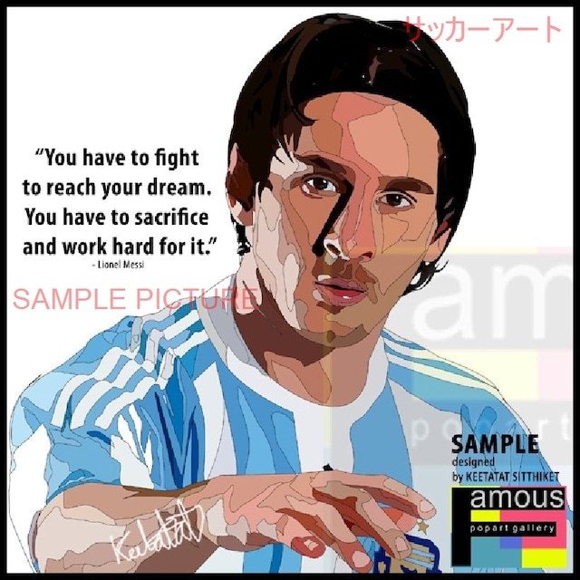 サッカーグラフィックアートパネル リオネル・メッシ アルゼンチン代表 木製 壁掛け ポスター (001-015)