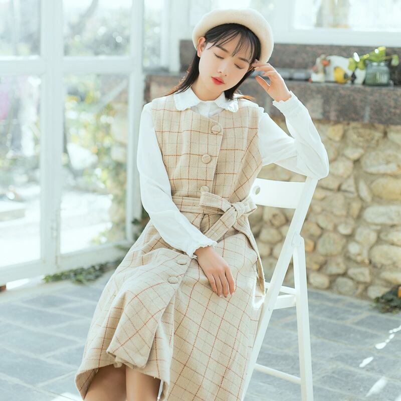 図書室の天使 チェックのワンピース