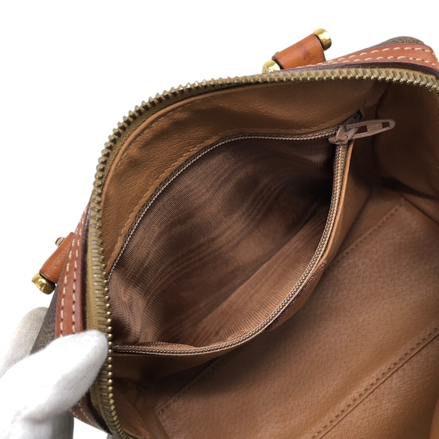 CELINE セリーヌ マカダム ショルダーバッグ ブラウン PVCレザー 2WAY ミニバッグ vintage ヴィンテージ オールド 6ryc2n