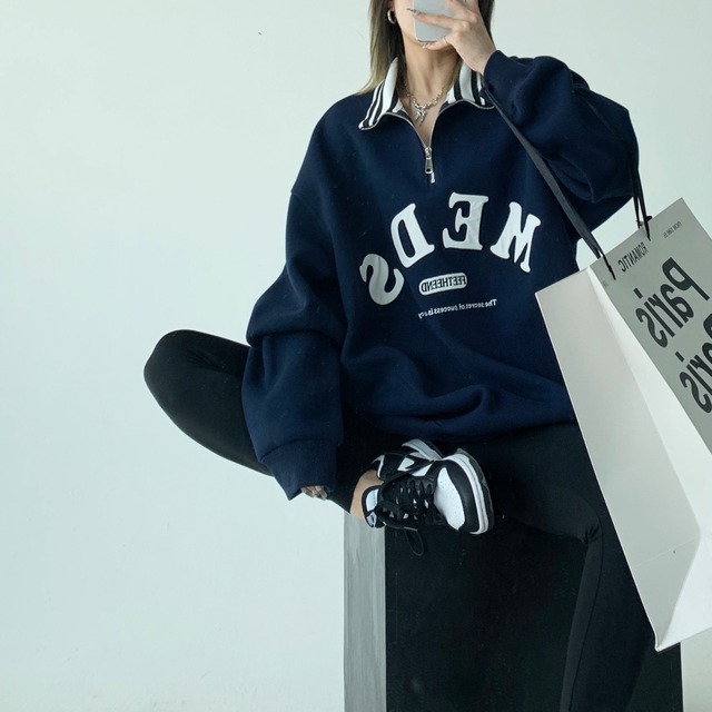 polo zipper logo sweatshirt　ポロジッパーロゴスウェットシャツ　J0577