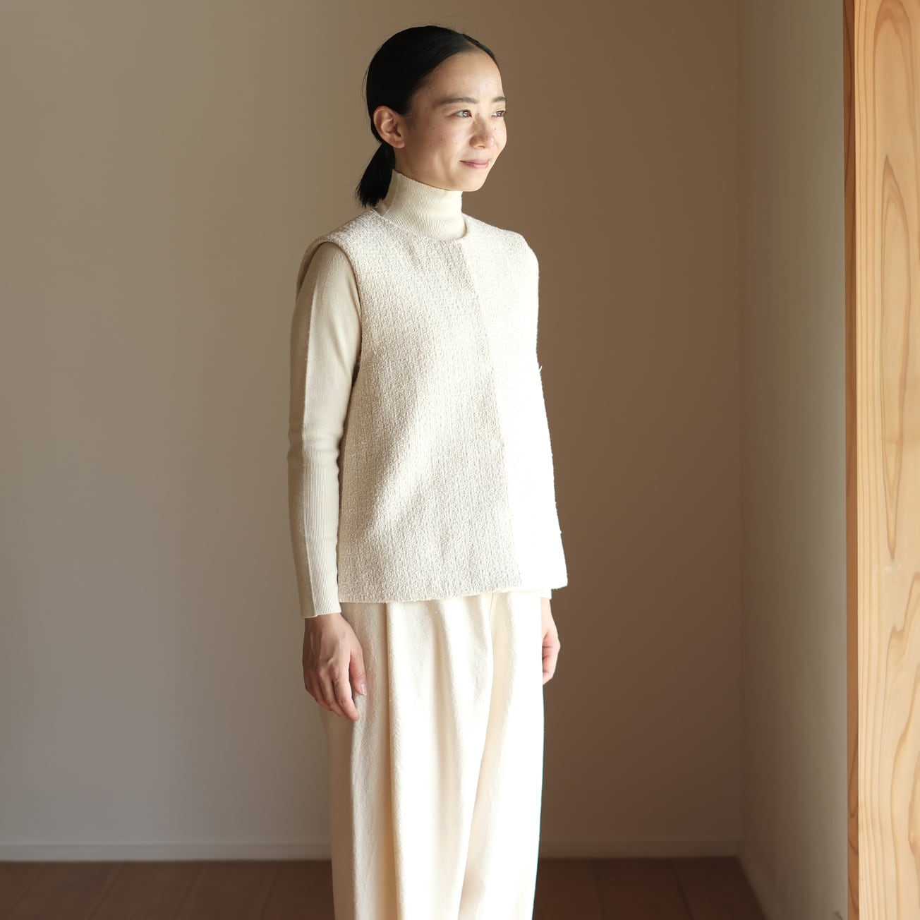 ベスト（手紡手織木綿 生成） | えみおわす