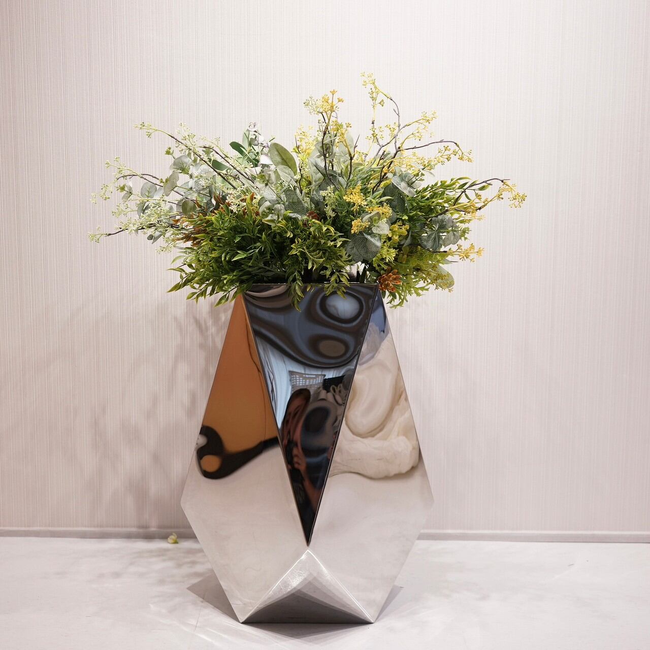 輸入品 プランター フラワーベース 花瓶 Drop Prism ミラー シルバー