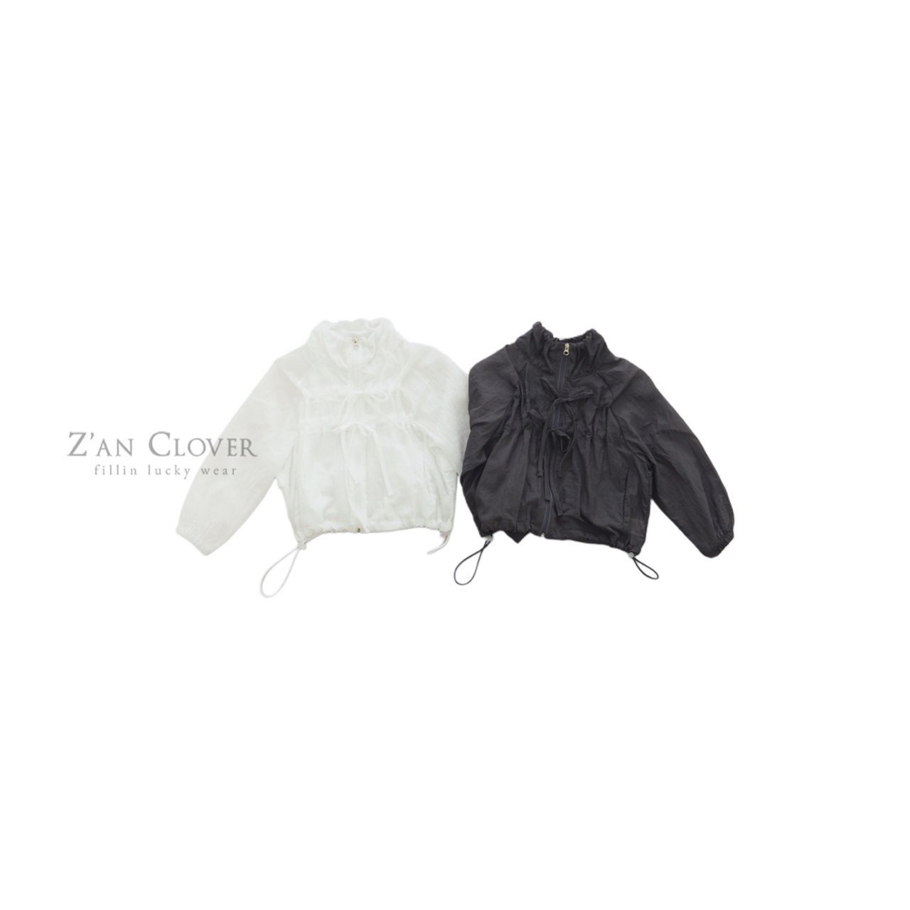 [Z’AN CLOVER] Ribbon Wind Jumper +fee5 / [지안클로버] 리본윈드점퍼