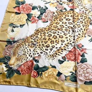 vintage SALVATORE FERRAGAMO silk scarf “leopard”