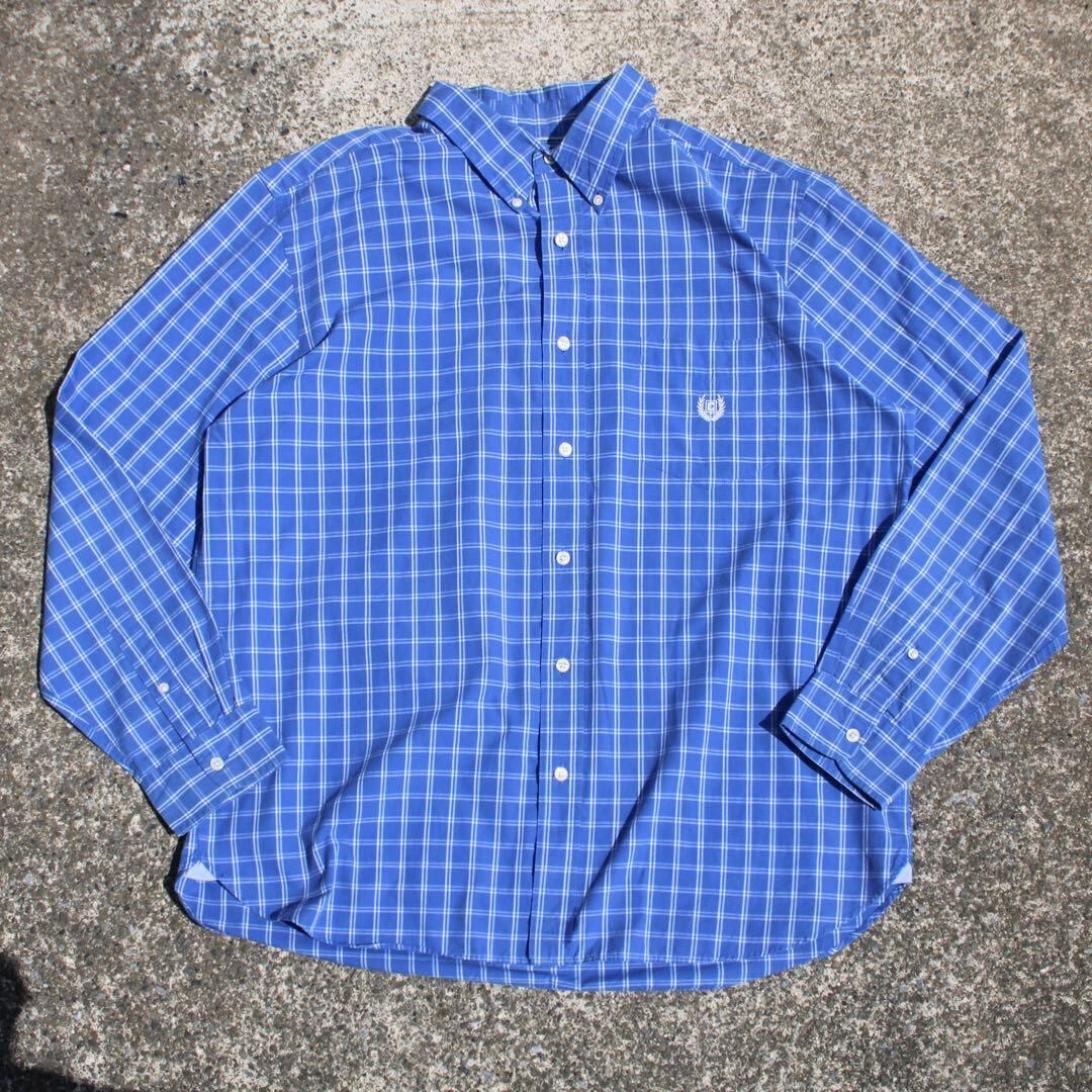 【XLサイズ】CHAPS R.L ロゴ刺繍 チェック柄 ビッグシルエット 古着 長袖シャツ