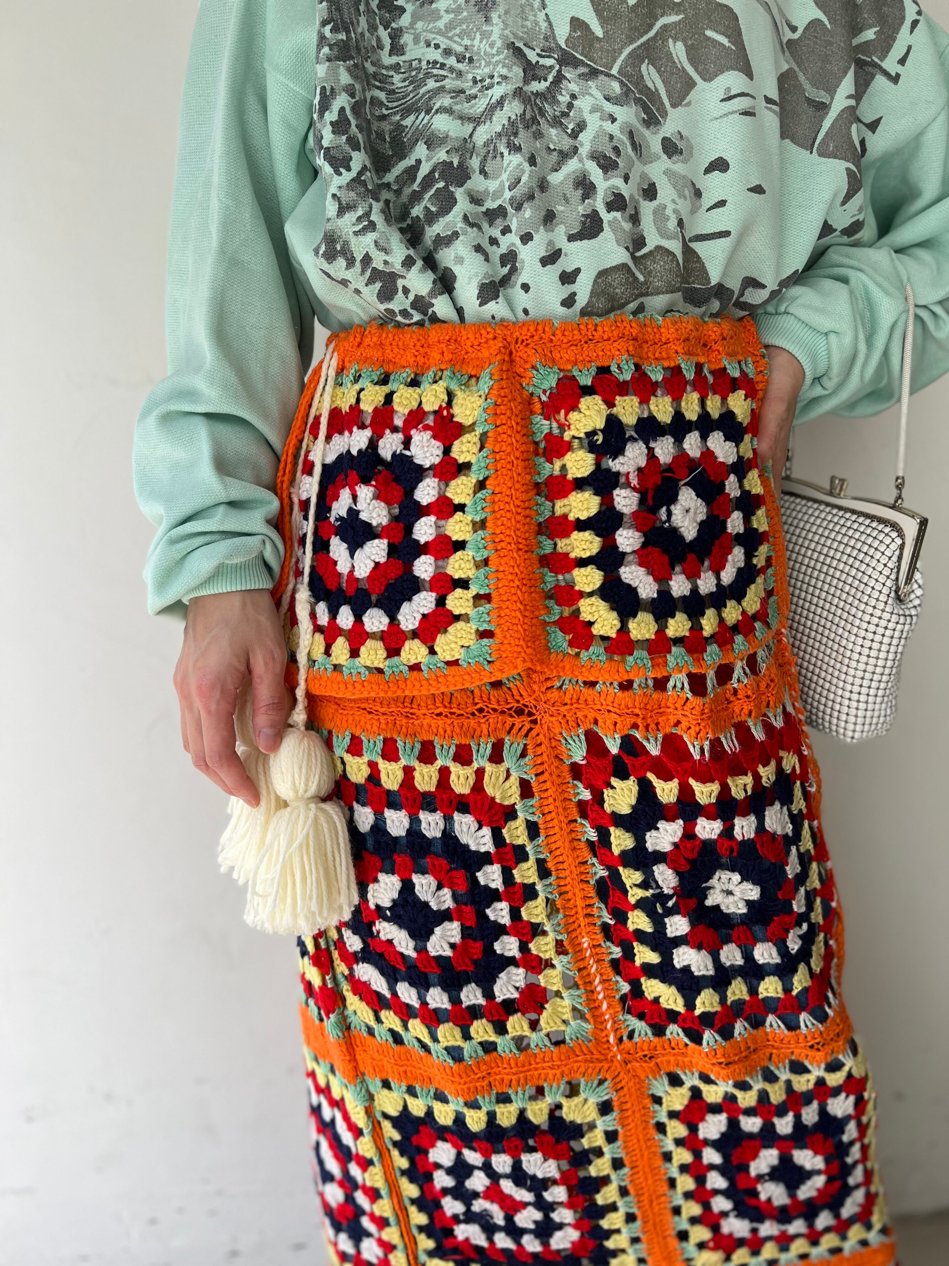 Vintage handmade granny square knit skirt ( ヴィンテージ