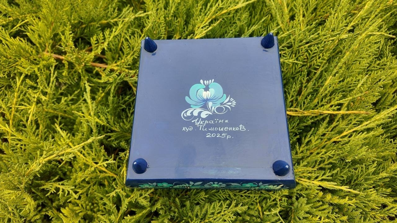 ペトリキウカ塗りのジュエリーボックス 15cm（ティモシェンコ作）ウクライナ製 - 10