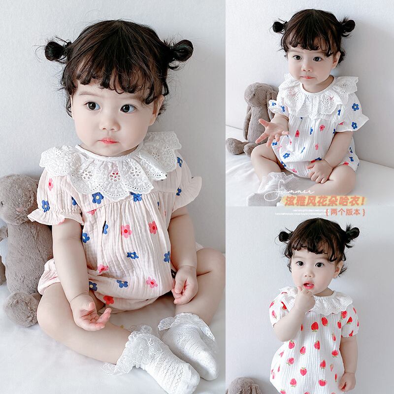 サマーロンパース オールインワン スタイル 夏物 フラワーデザイン 超面白いベビーショップ27426129322