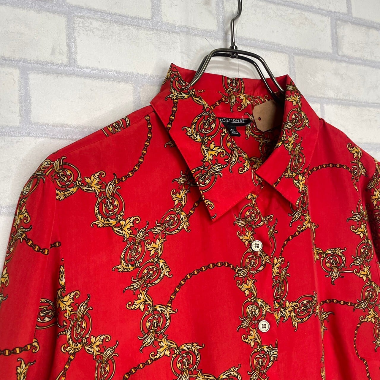 その他ブランド / 長袖シャツ/M/レーヨン/RED/総柄 NOTATIONS 長袖シャツ M ポリエステル100% 総柄 | 古着屋OLDGREEN