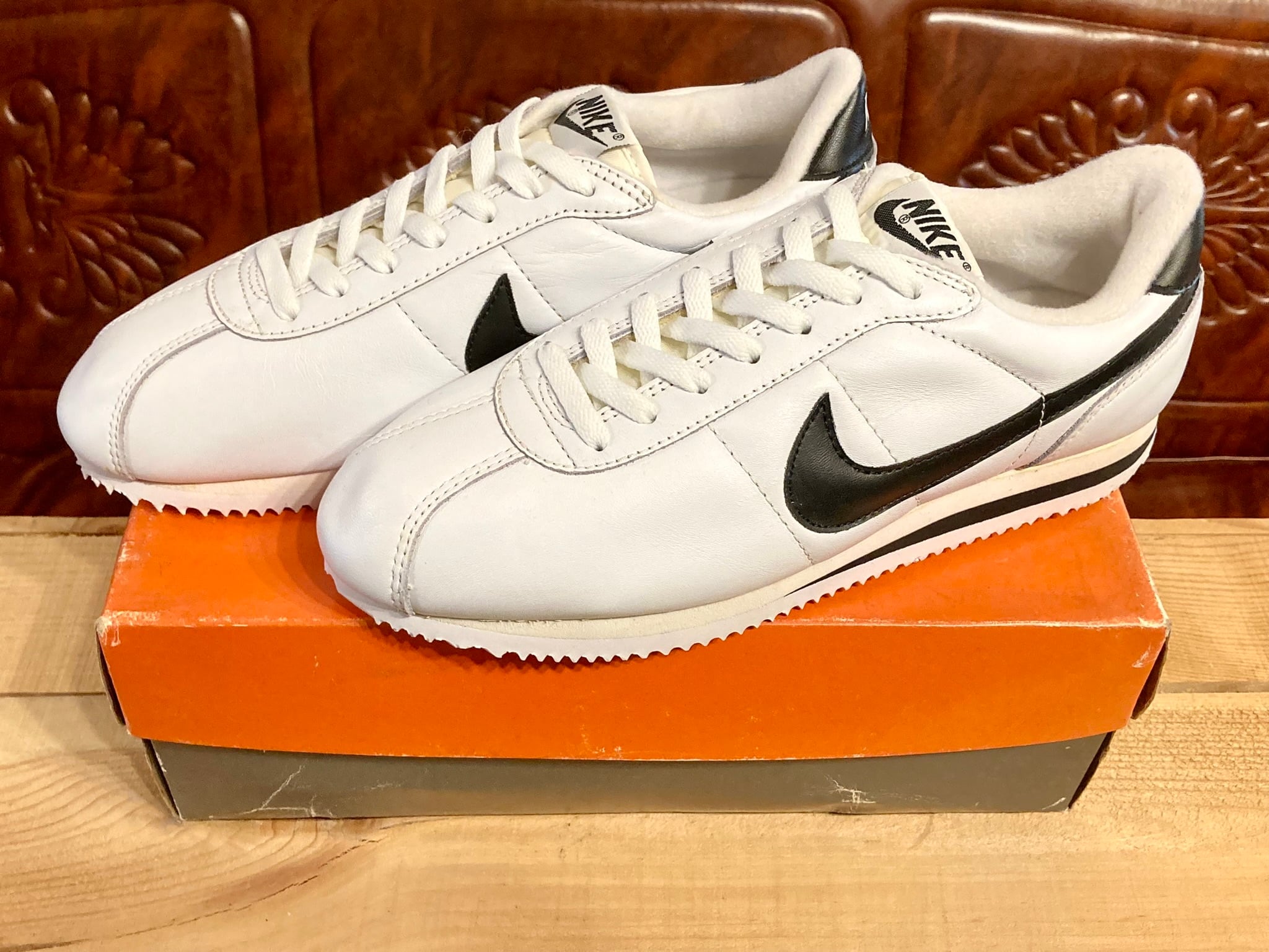 290センチワイズNIKE ナイキ 90S×FOOT ACTION LEATHER CORTEZ フットアクション別注 レザーコルテッツ ローカットスニーカー ブラック/パープル US9/27cm 902602-005 観賞用