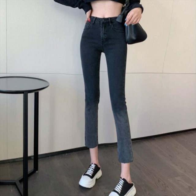 【送料無料】 スキニーパンツ デニム生地 タイト カジュアル系 大人可愛い シンプルデザイン こなれ感 グレー 春 30代 40代 切りっぱなしデザイン ハイウェスト 春 レディースファッション 可愛い お出かけ 女子会 デイリーユース お茶会 お呼ばれ