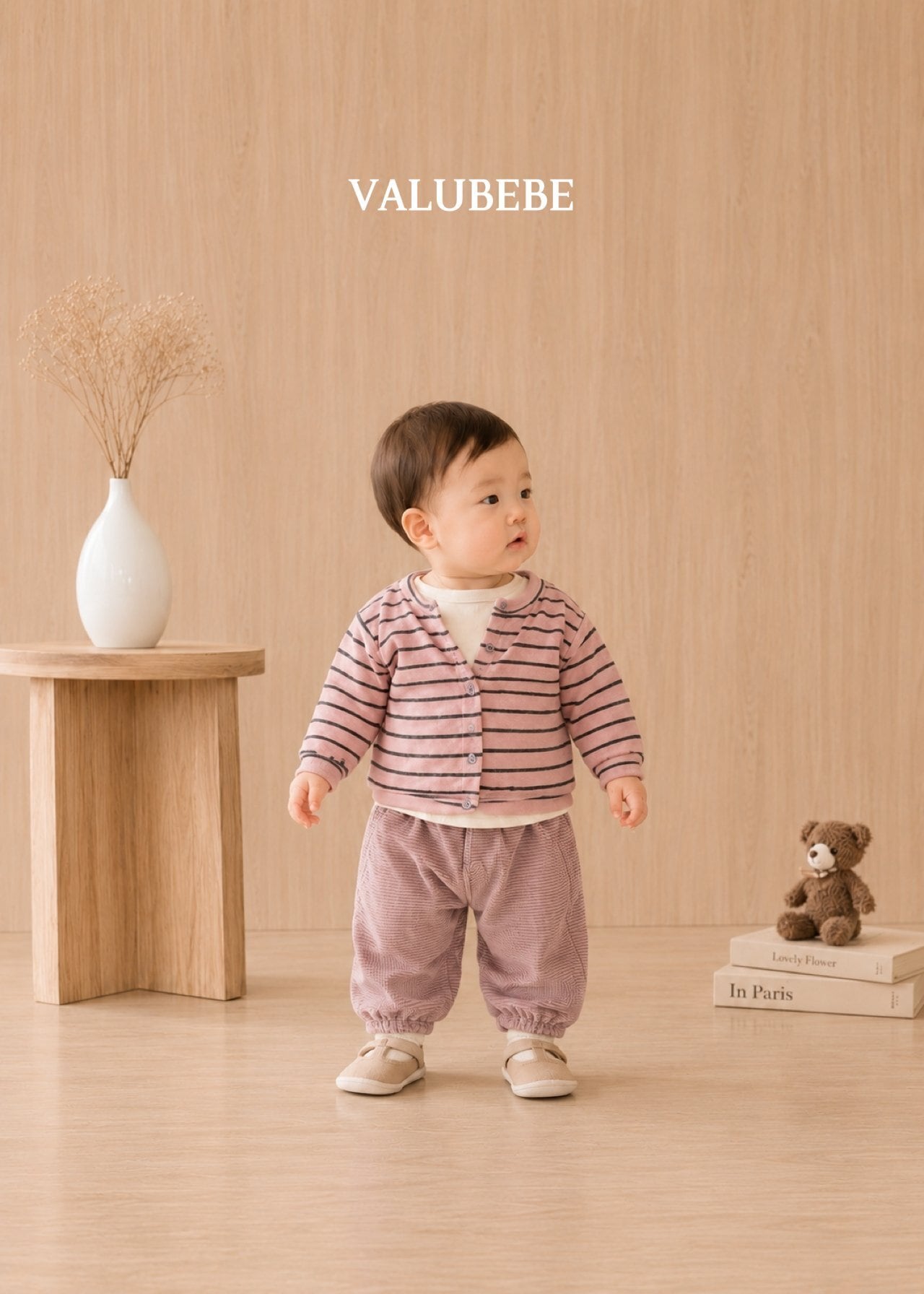 送料無料【予約】/ ベロアストライプパンツ/ valubebe
