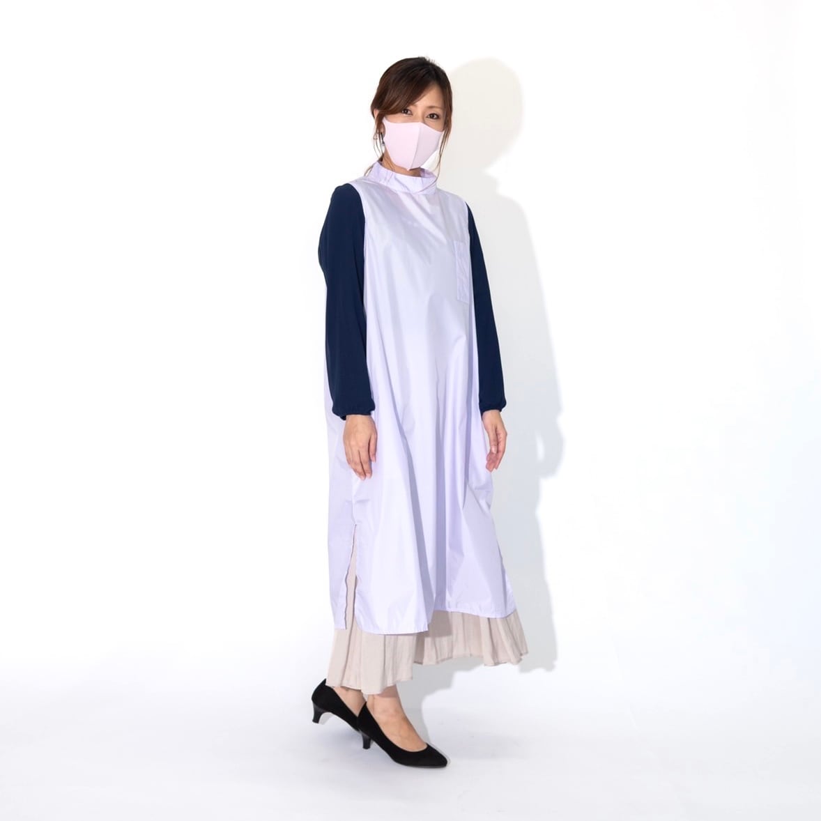 日本製 ドレスエプロンワンピース 美容師 サロンワーク 袖なしタイプ おしゃれなクリニック 歯科 ネイル エステ 美容 ハンドメイド 撥水加工 国産 Valley Mode 可愛い日本製エプロン 長袖エプロン ガウン 予防衣 おしゃれな仕事着 感染症対策にも