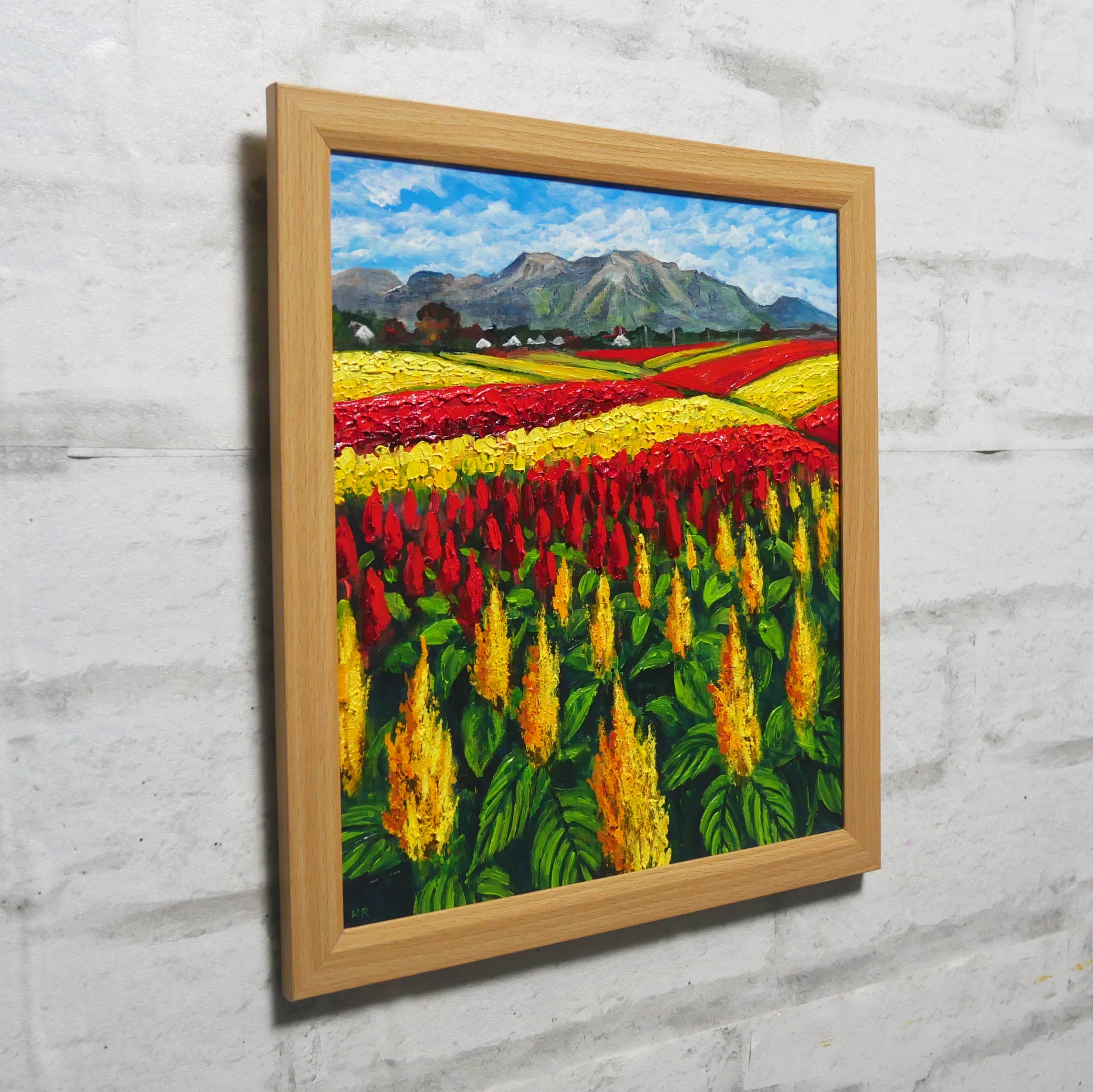 油絵 油彩 油彩画 絵 絵画【秋日和】 油絵 油彩 油彩画 絵 絵画 【秋日和のケイトウ】 | HIROSHI1990