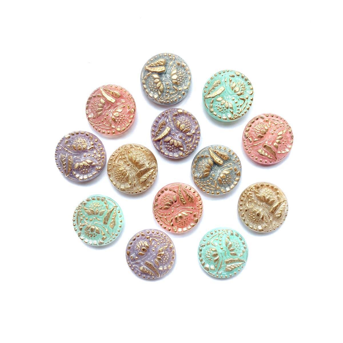 再入荷〉お花二輪チェコガラスカボション | Dua-アクセサリーパーツ
