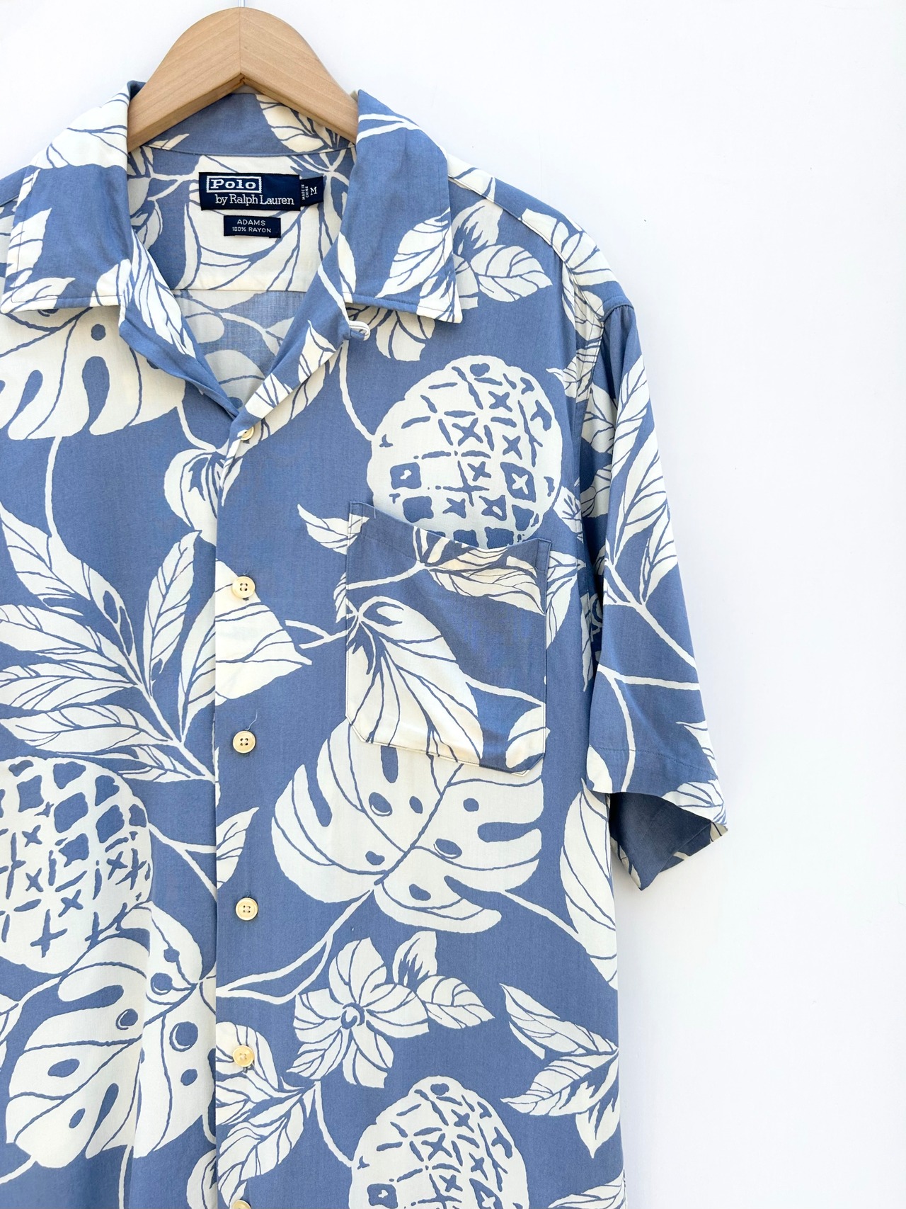 90s Ralph Lauren "RAYON" S/S OPEN COLLAR SHIRT Size M