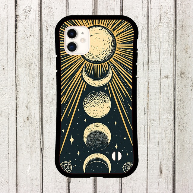 受注生産 iPhoneケース 太陽と月相のゴールド星図｜天体図風 STAR009B