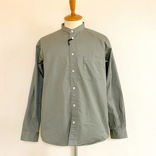 One Wash Band Collar L/S Tapered Shirts　Gray Chino