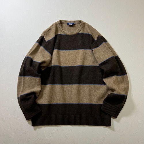 EURO ARROW　ボーダー　ウール　ニット　プルオーバー　アロー　ブラウン　XL 古着