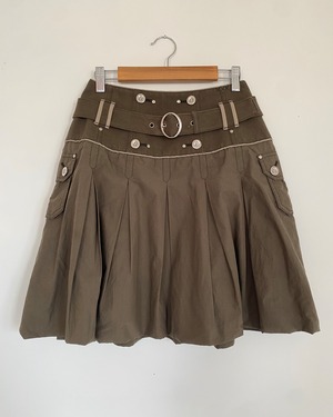 khaki balloon skirt with belt