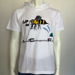 Free bee ( 自由なハチ ) フード付き半袖Tシャツ ホワイト