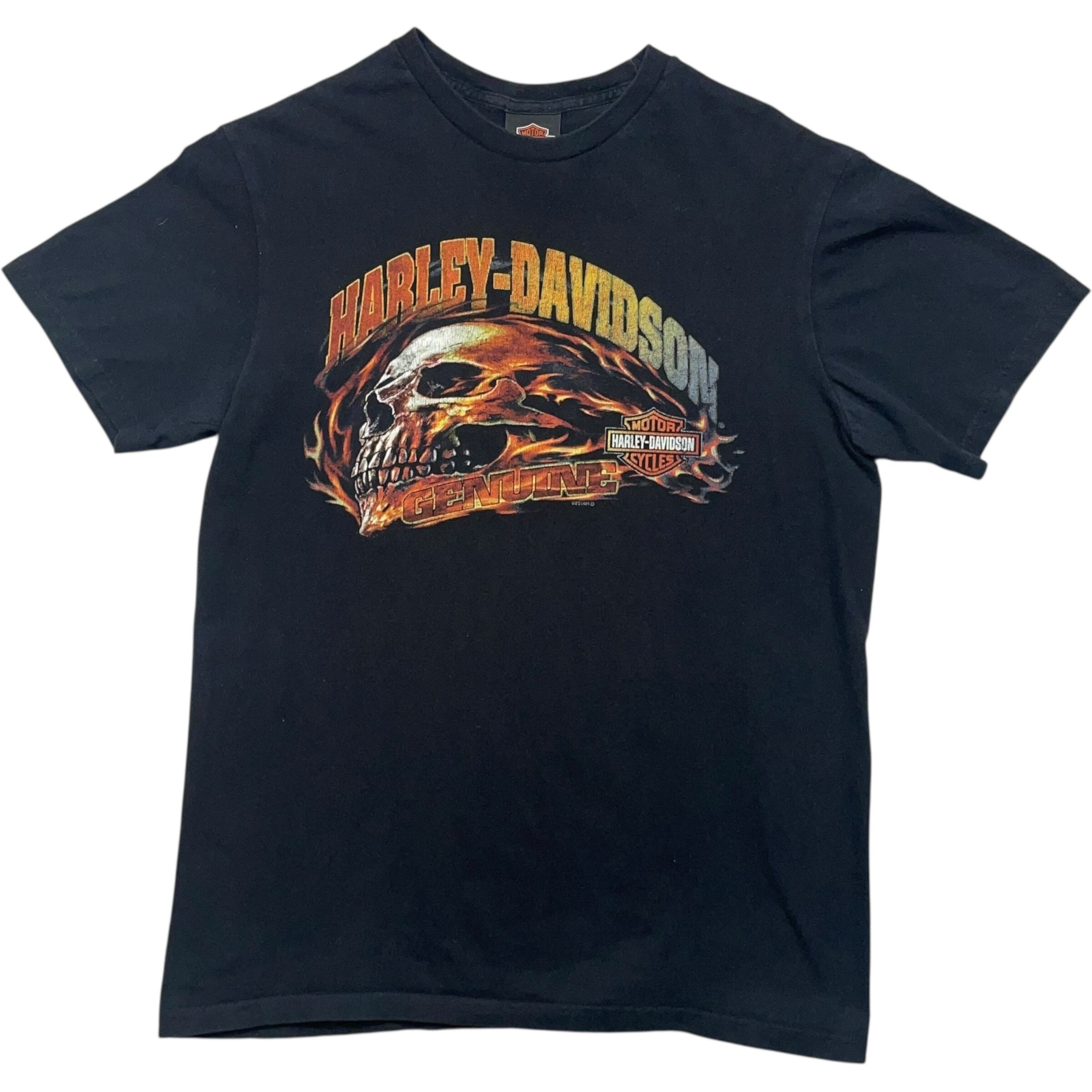 《M》 Harley-Davidson ハーレーダビッドソン Tシャツ スカル フレイム プリント ブラック no.8471