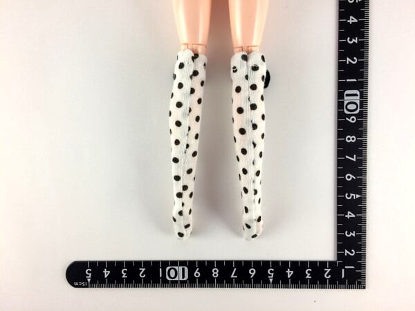 ドールアクセサリ 1/6 女性用 靴下 ストッキング 白 黒点 BS250 - 画像2