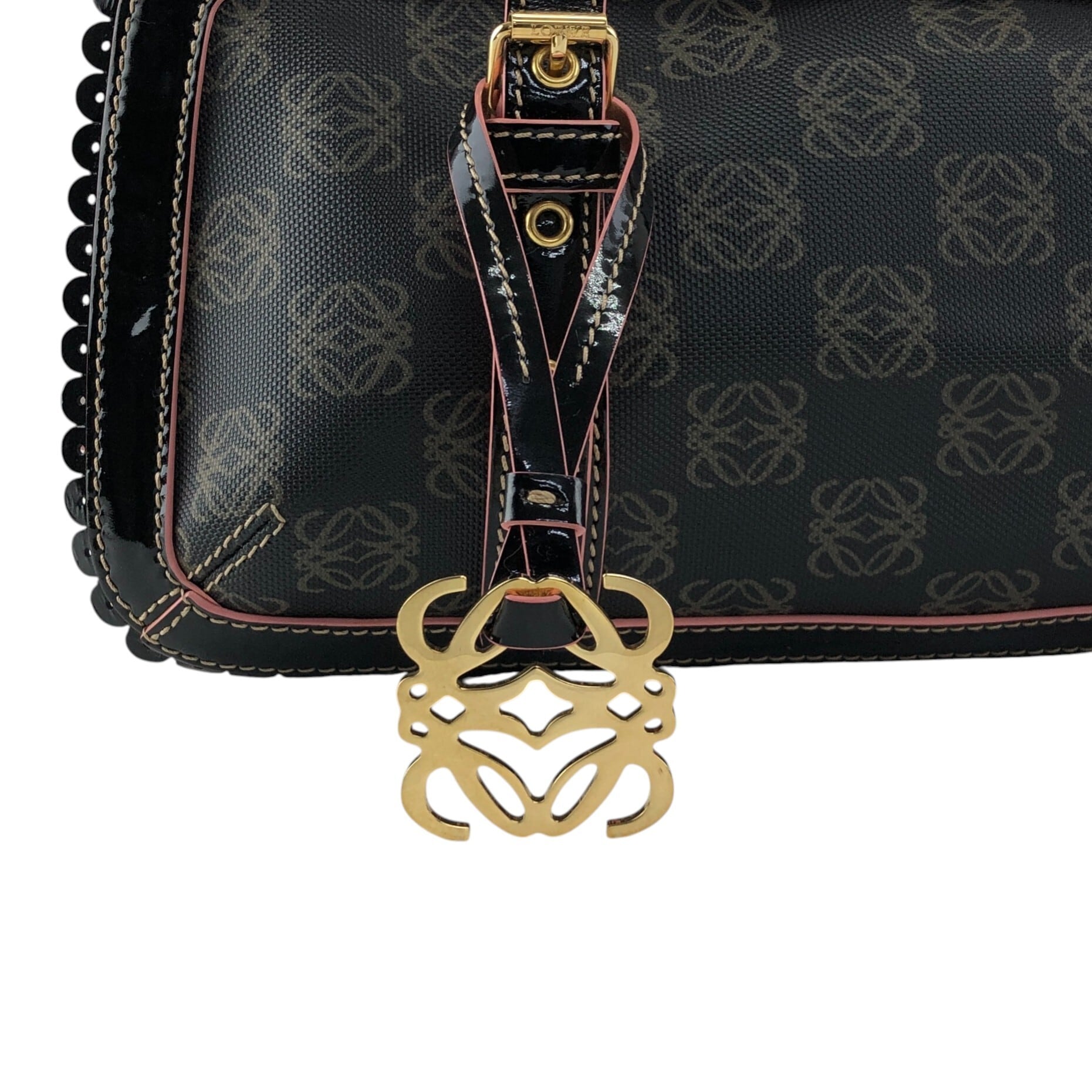 LOEWE ロエベ ハンドバッグ ブラック アナグラム PVC ボストンバッグ