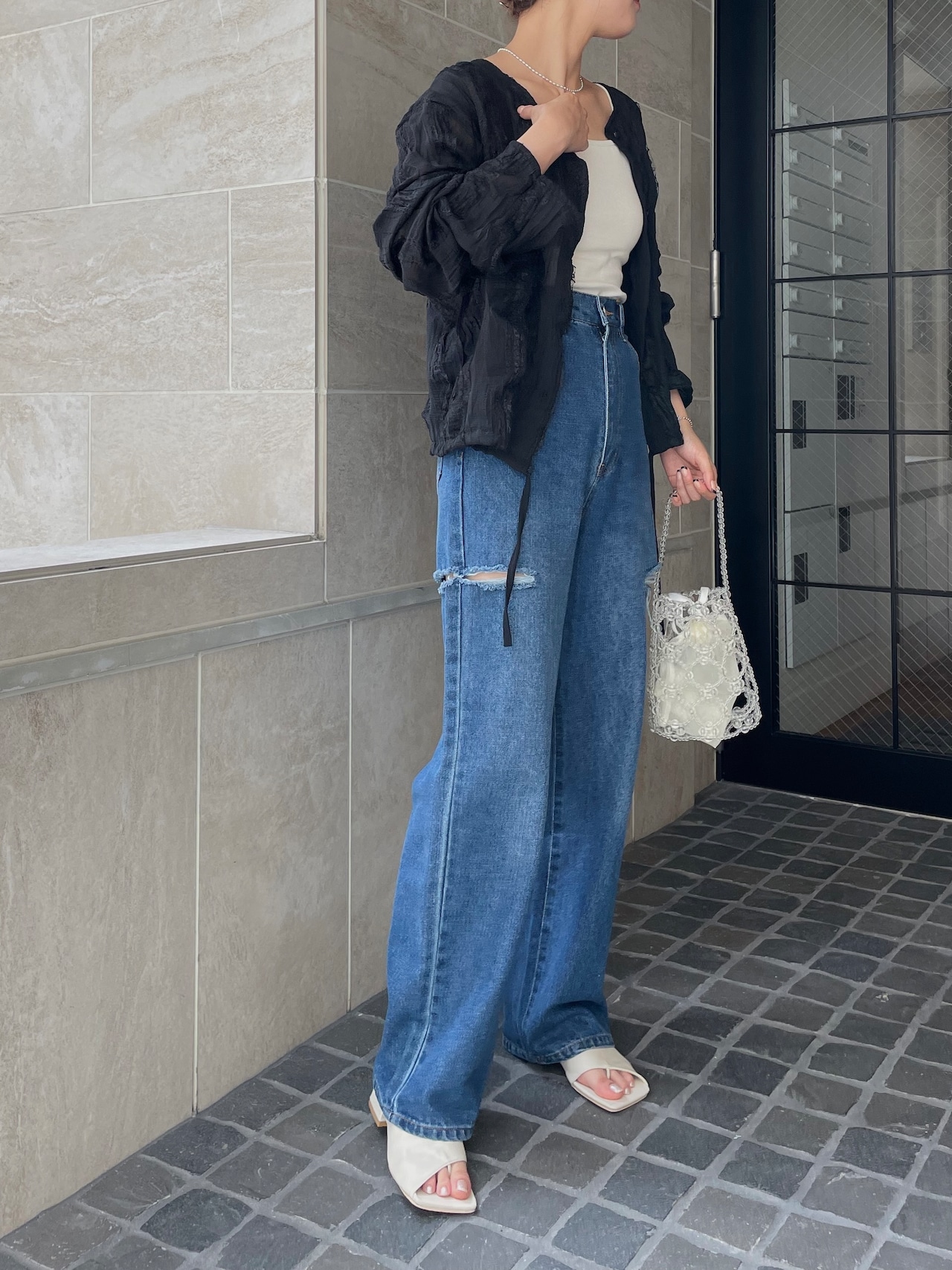 both side cut cocoon denim