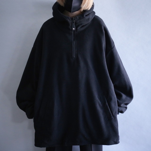 "reversible" fleece×nylon over size anorak parka