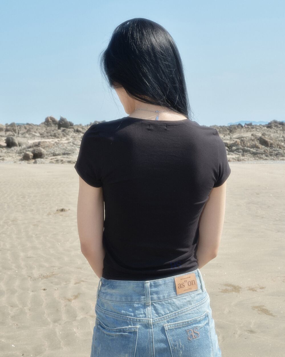 as”on] U NECK TEE / BLACK 正規品 韓国ブランド 韓国通販 韓国代行