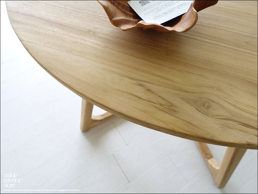 チーク無垢材 丸テーブルbulat100cm ダイニングテーブル 円形テーブル