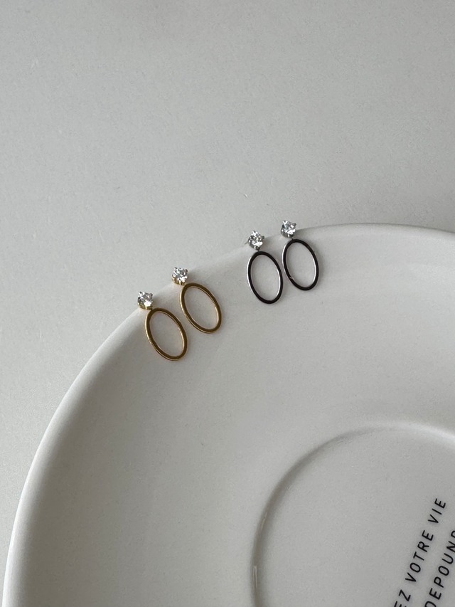 (即納) Fil. / Ovel swing hoop pierce | 2color
