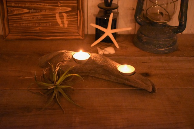 世界に一つ！流木アート アロマキャンドルホルダー＃11